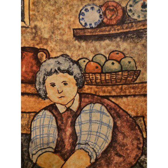 Vintage Lazzaro Hand Painted Italian Wall Plate Farm Kitchen 10 3/4 - Picture 3 of 5